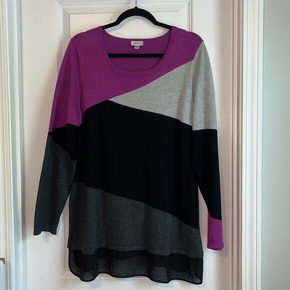 Avenue Long Sleeve Color Block Sweater - Picture 1 of 10